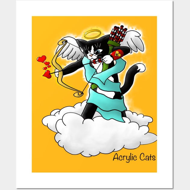 Valentine's Day Tuxedo Cupid Cat Wall Art by Acrylic1101Cats